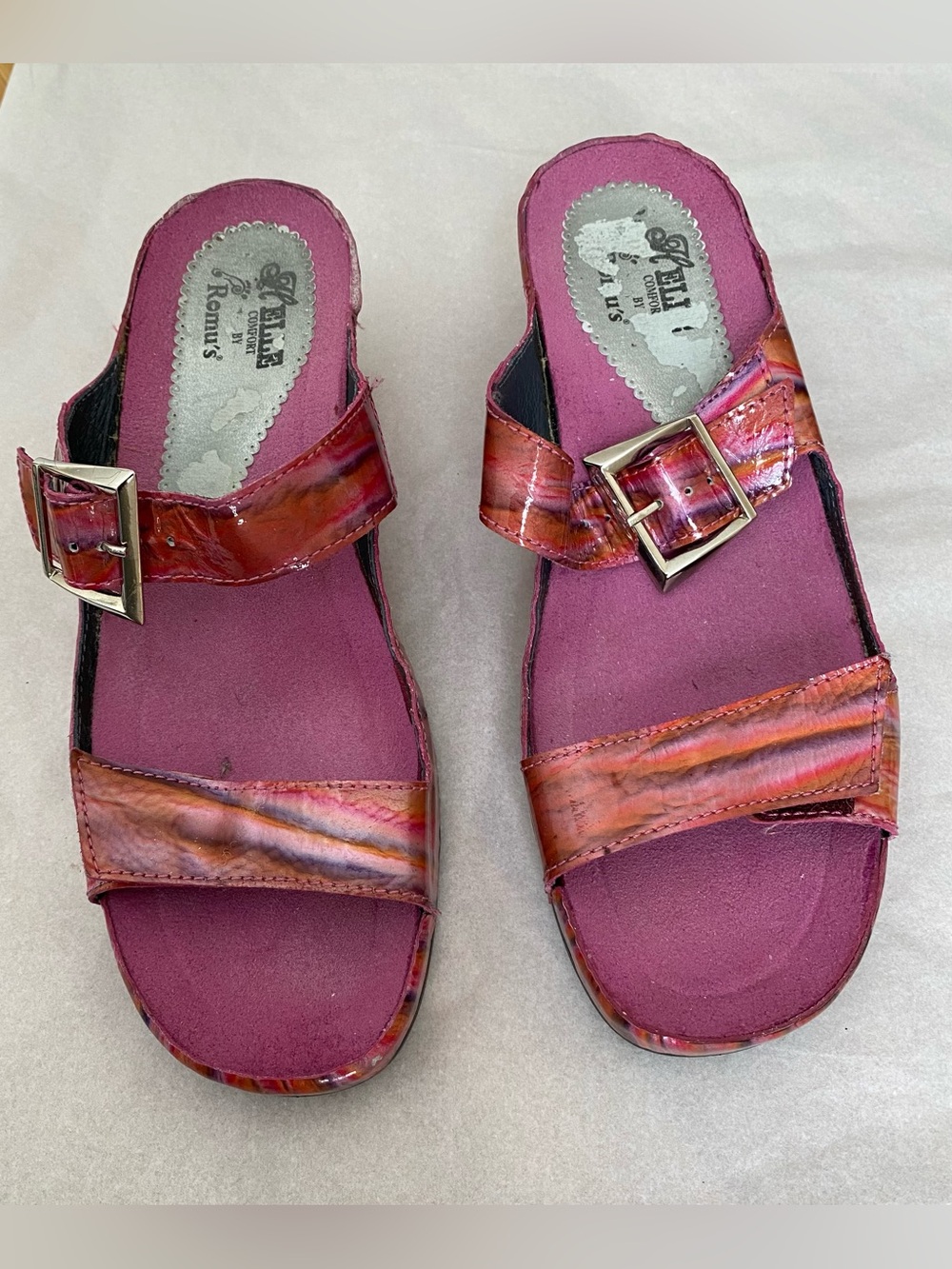 Helle Comfort by Romu’s Pink Metallic Leather Sandals with Buckle EU size 38